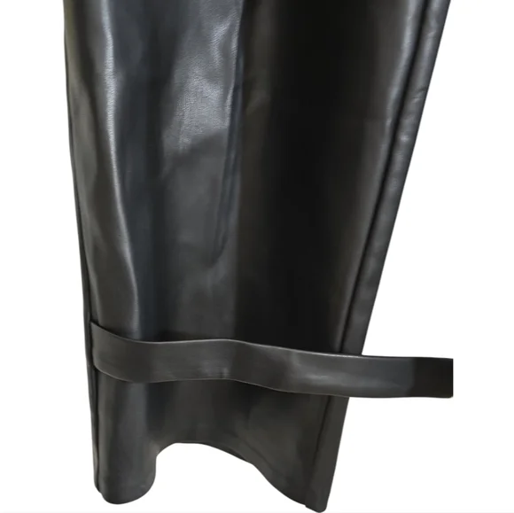 Maniere De Voir Leather Pleated Cargo Trousers in Black 12 Wide-Leg Avante Garde - Picture 7 of 9